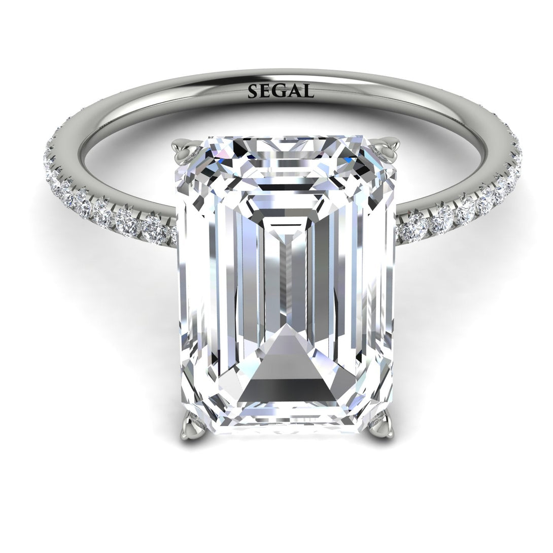 Hidden Halo Emerald Cut Diamond Engagement Ring - Melodi No. 3