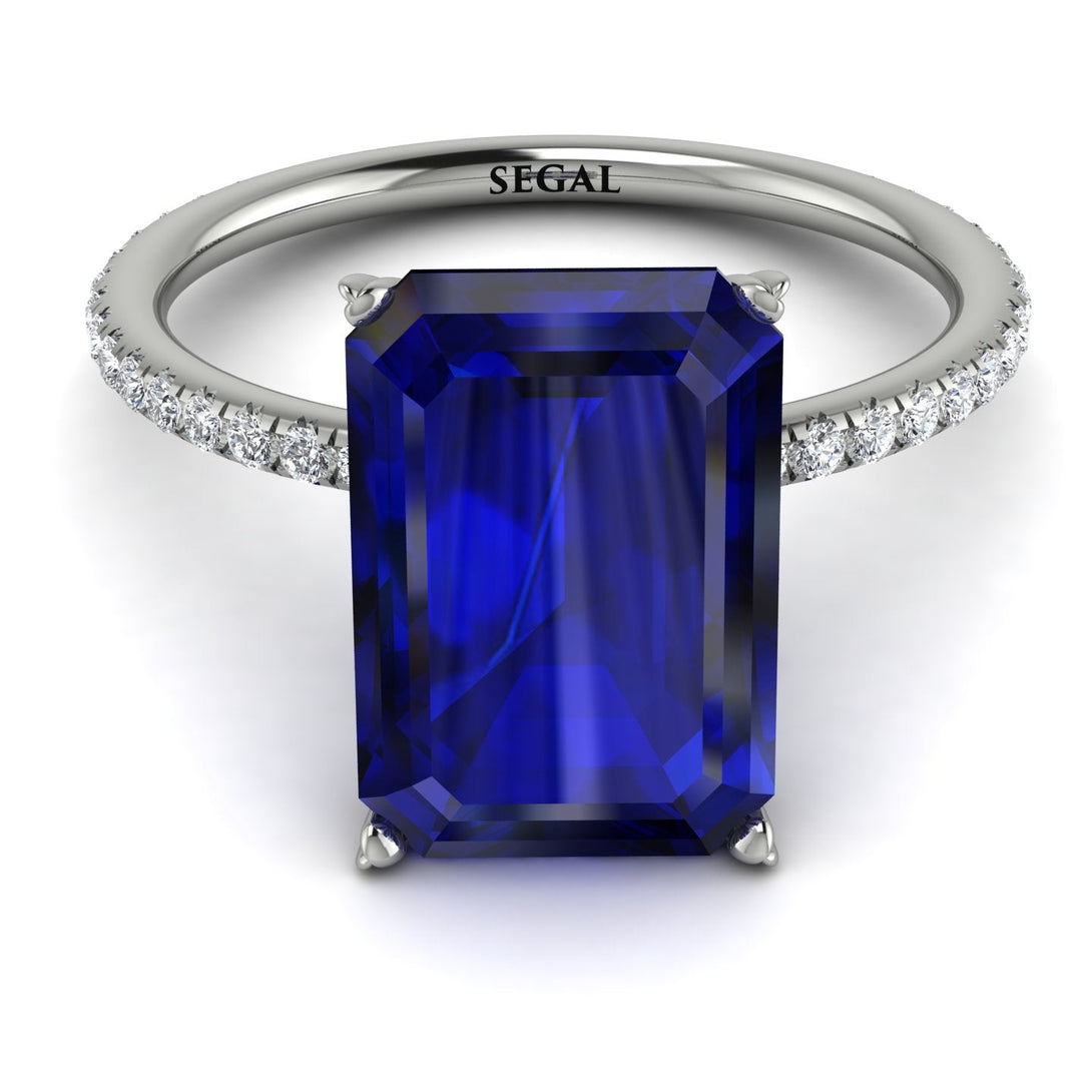 Hidden Halo Emerald Cut Sapphire Engagement Ring - Melodi No. 15