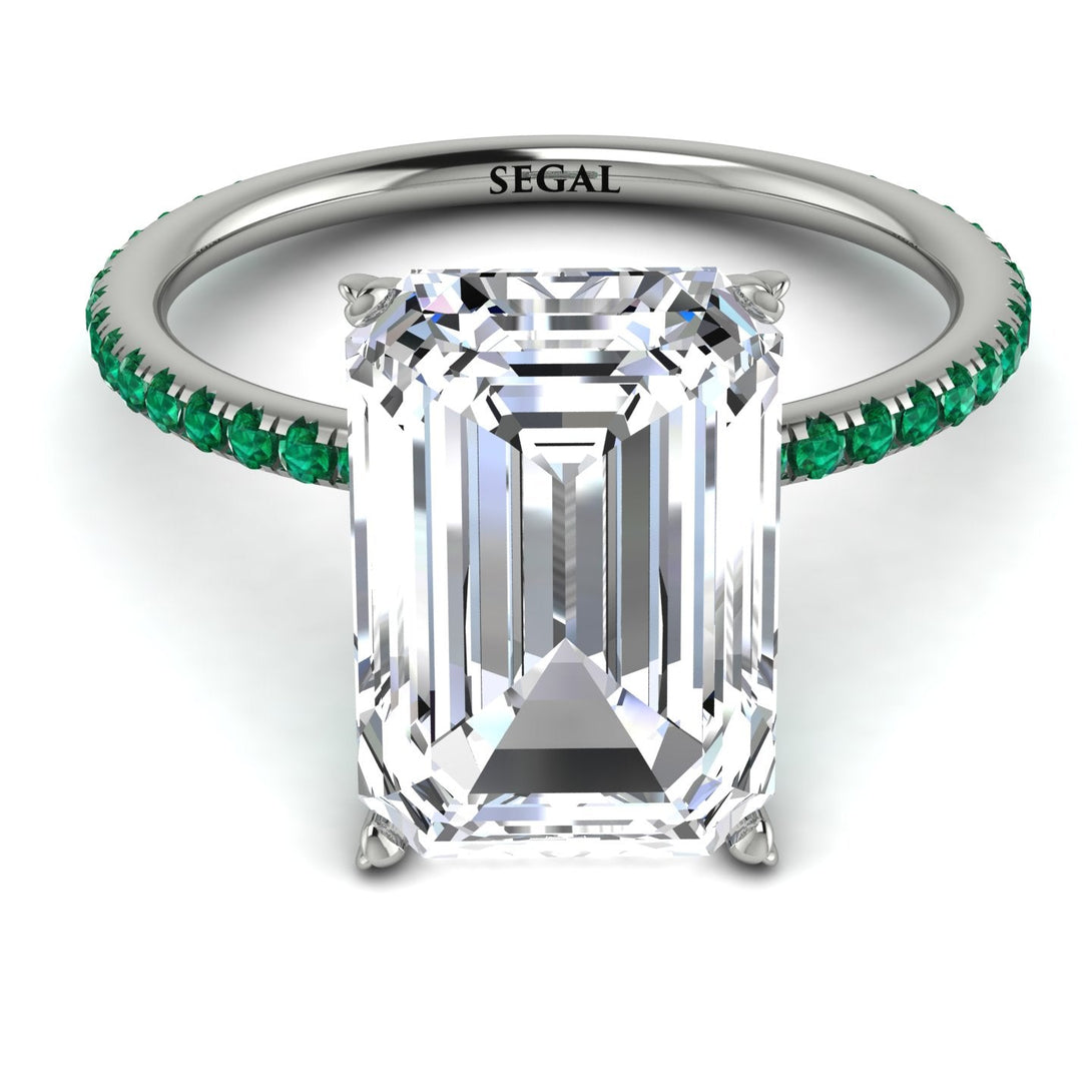Hidden Halo Emerald Cut Diamond Engagement Ring - Melodi No. 18
