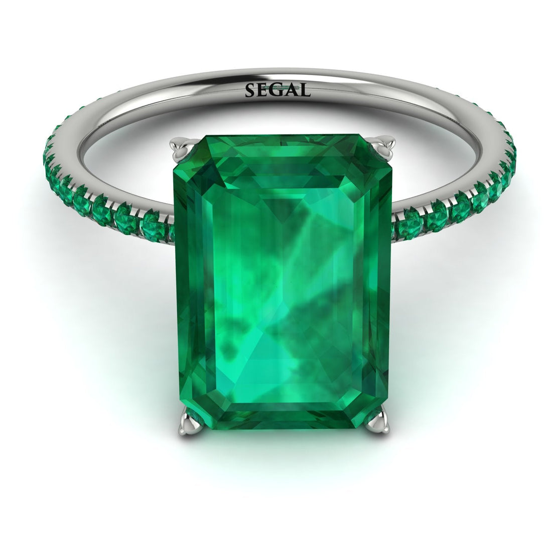 Hidden Halo Emerald Cut Emerald Engagement Ring - Melodi No. 21