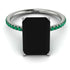 Hidden Halo Emerald Cut Black Diamond Engagement Ring - Melodi No. 24