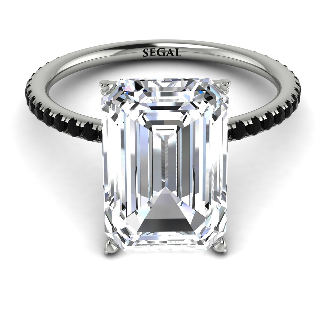 Hidden Halo Emerald Cut Diamond Engagement Ring - Melodi No. 33
