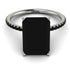 Hidden Halo Emerald Cut Black Diamond Engagement Ring - Melodi No. 39