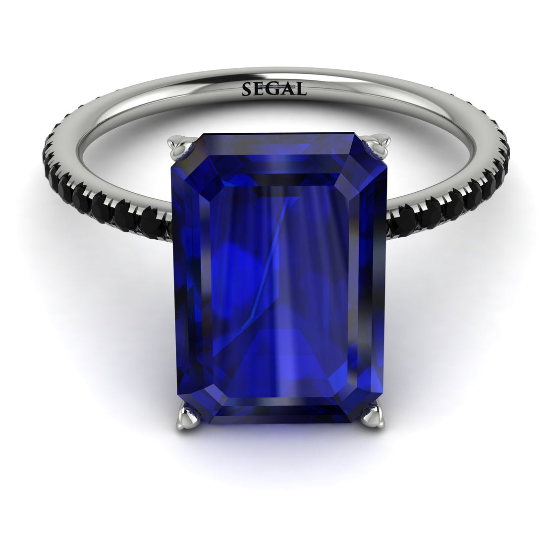 Hidden Halo Emerald Cut Sapphire Engagement Ring - Melodi No. 45