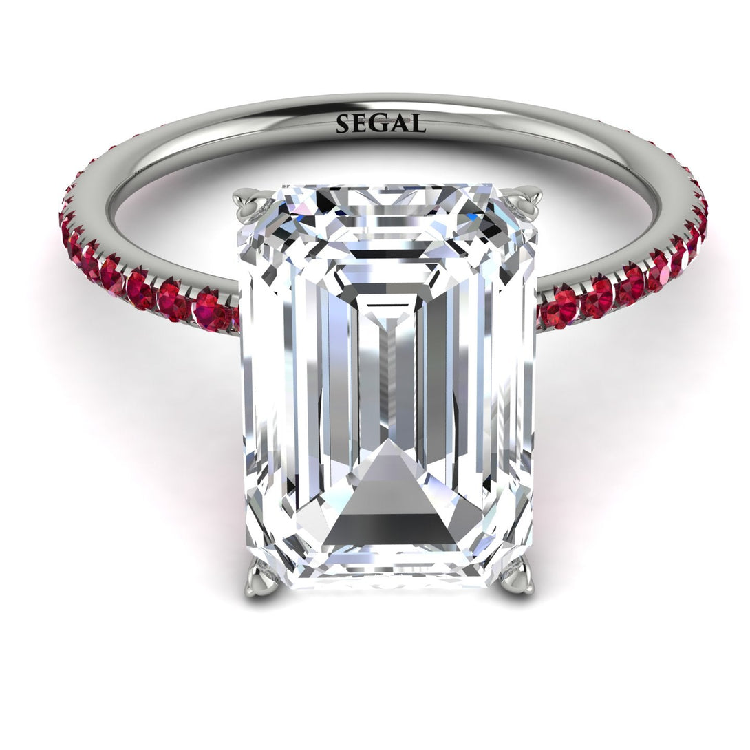 Hidden Halo Emerald Cut Diamond Engagement Ring - Melodi No. 48