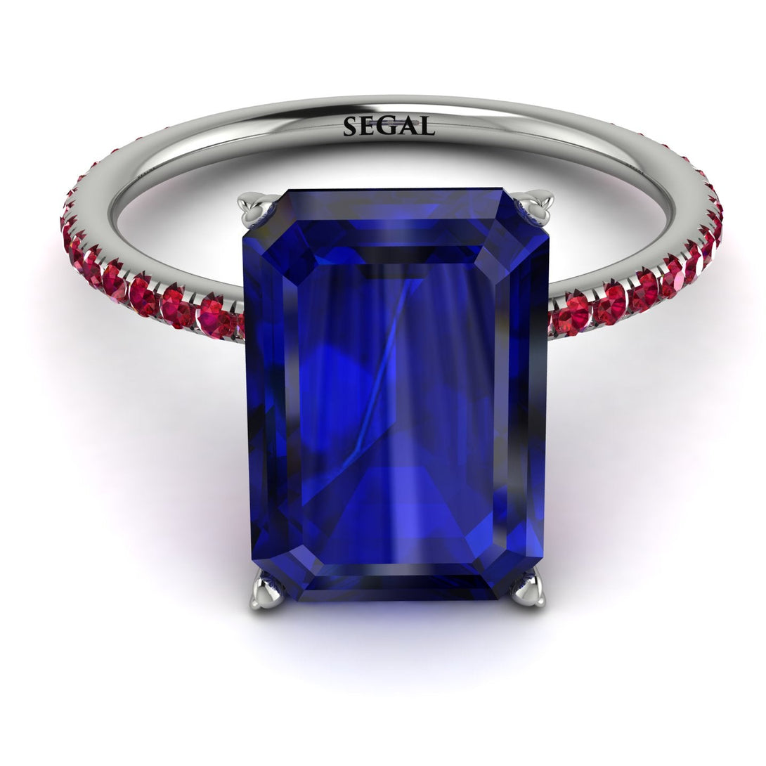 Hidden Halo Emerald Cut Sapphire Engagement Ring - Melodi No. 60