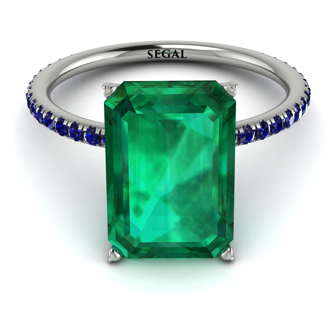 Hidden Halo Emerald Cut Emerald Engagement Ring - Melodi No. 66