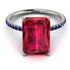 Hidden Halo Emerald Cut Ruby Engagement Ring - Melodi No. 72