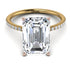Two Tones Hidden Halo Emerald Cut Diamond Engagement Ring - Melodi No. 76