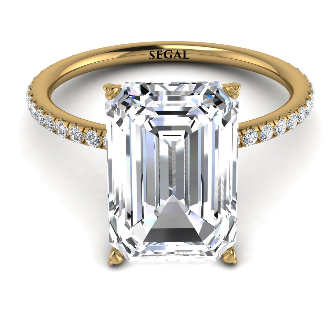 Hidden Halo Emerald Cut Diamond Engagement Ring - Melodi No. 1