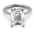 Two Tones Hidden Halo Emerald Cut Diamond Engagement Ring - Melodi No. 77