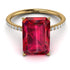 Hidden Halo Emerald Cut Ruby Engagement Ring - Melodi No. 10