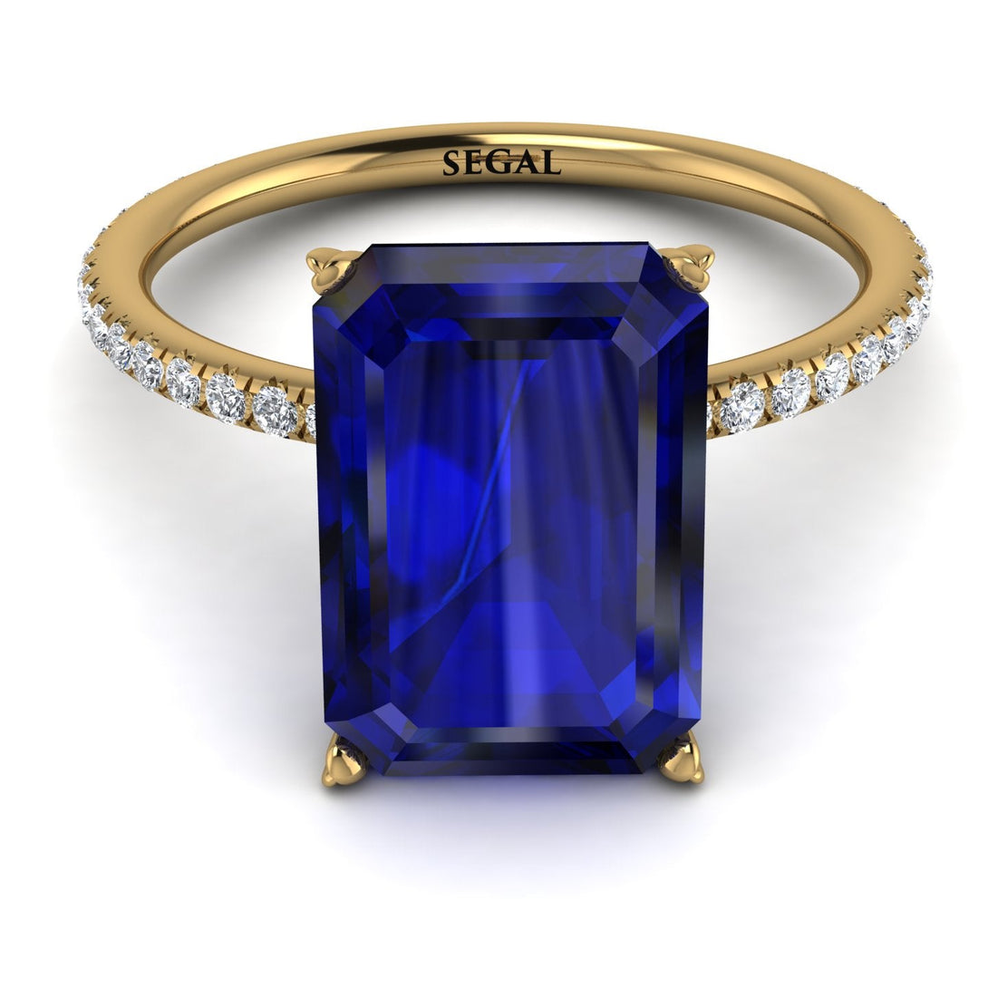 Hidden Halo Emerald Cut Sapphire Engagement Ring - Melodi No. 13