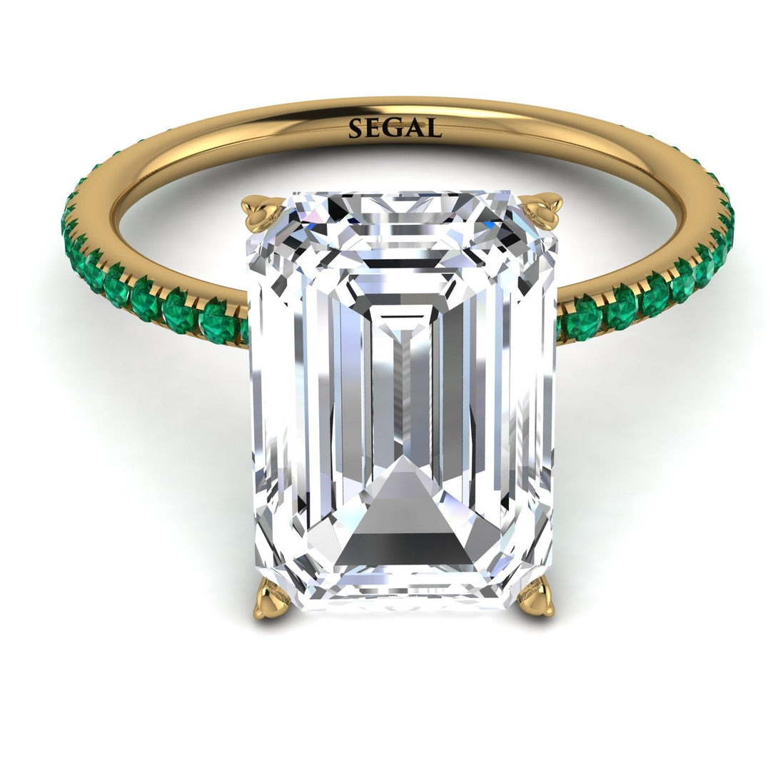 Hidden Halo Emerald Cut Diamond Engagement Ring - Melodi No. 16