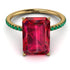 Hidden Halo Emerald Cut Ruby Engagement Ring - Melodi No. 25