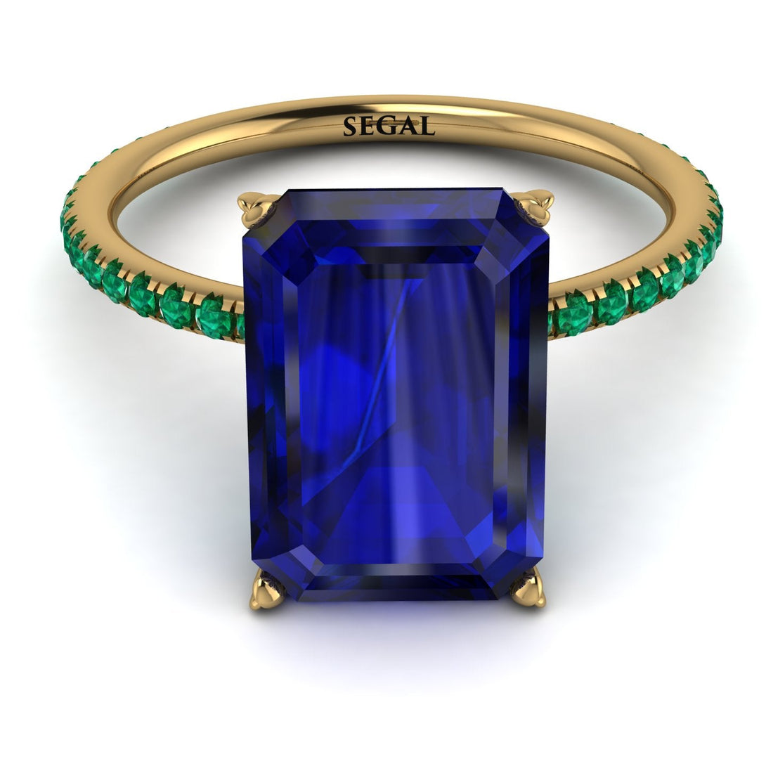 Hidden Halo Emerald Cut Sapphire Engagement Ring - Melodi No. 28