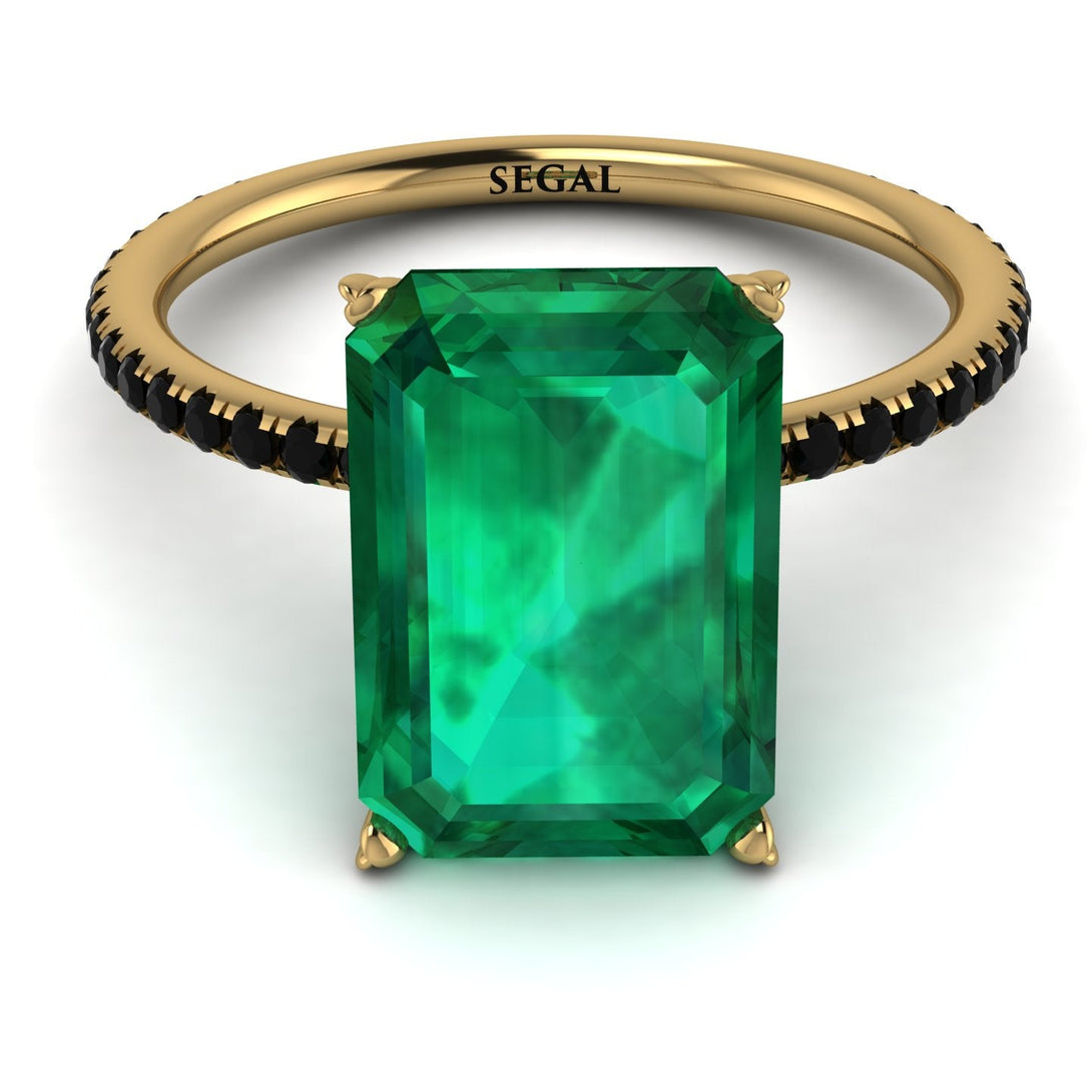 Hidden Halo Emerald Cut Emerald Engagement Ring - Melodi No. 34