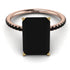 Two Tones Hidden Halo Emerald Cut Black Diamond Engagement Ring - Melodi No. 79