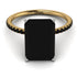 Two Tones Hidden Halo Emerald Cut Black Diamond Engagement Ring - Melodi No. 80