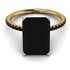 Two Tones Hidden Halo Emerald Cut Black Diamond Engagement Ring - Melodi No. 79