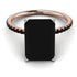 Two Tones Hidden Halo Emerald Cut Black Diamond Engagement Ring - Melodi No. 81