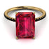 Hidden Halo Emerald Cut Ruby Engagement Ring - Melodi No. 40