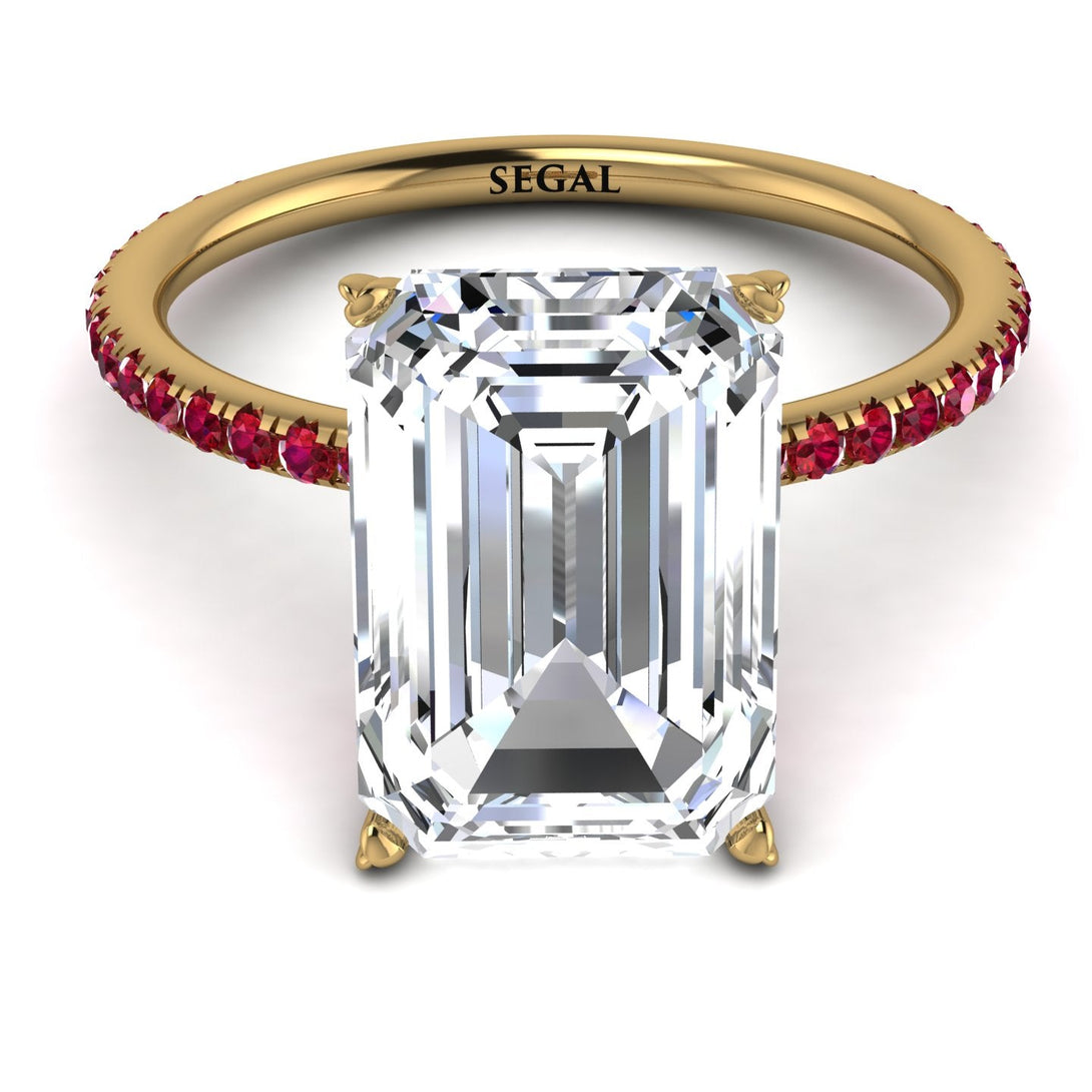 Hidden Halo Emerald Cut Diamond Engagement Ring - Melodi No. 46