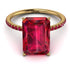 Hidden Halo Emerald Cut Ruby Engagement Ring - Melodi No. 55