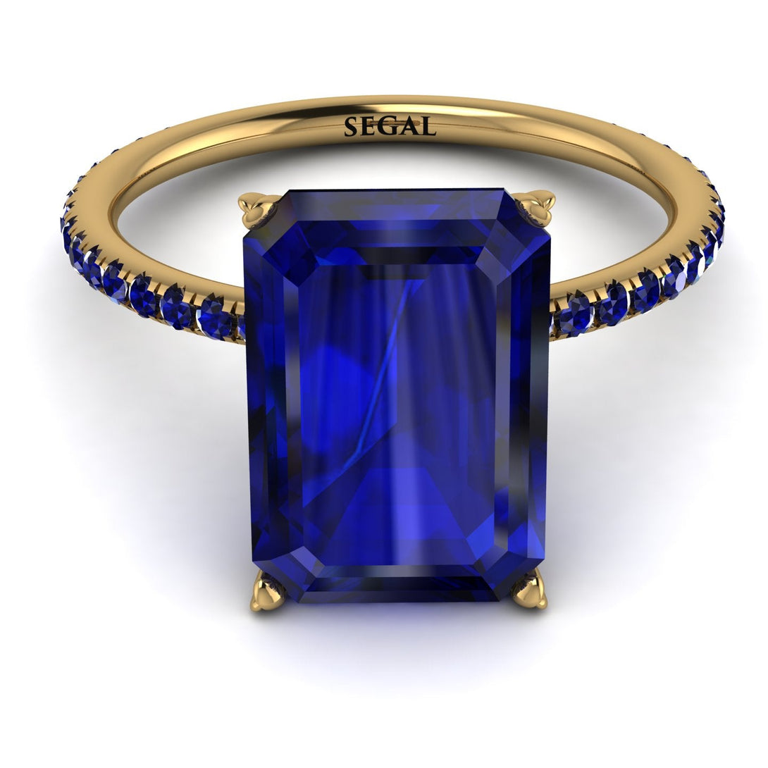 Hidden Halo Emerald Cut Sapphire Engagement Ring - Melodi No. 73
