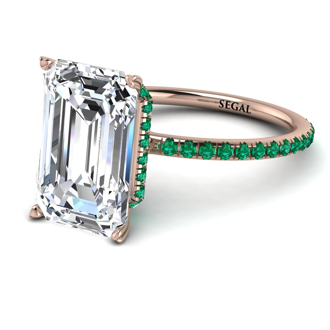 Hidden Halo Emerald Cut Diamond Engagement Ring - Melodi No. 17