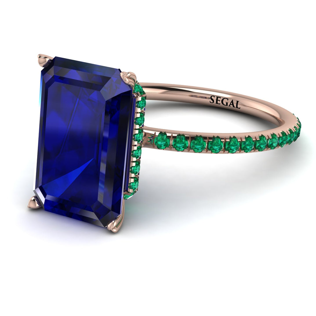 Hidden Halo Emerald Cut Sapphire Engagement Ring - Melodi No. 29