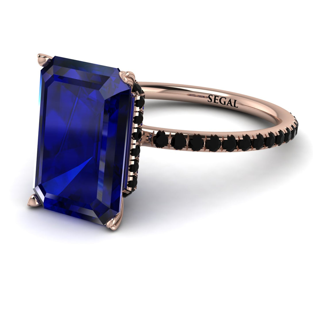 Hidden Halo Emerald Cut Sapphire Engagement Ring - Melodi No. 44