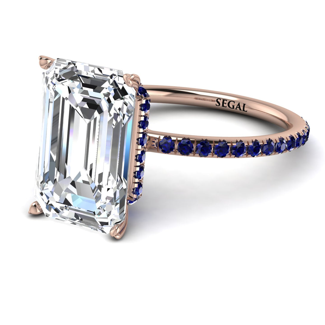 Hidden Halo Emerald Cut Diamond Engagement Ring - Melodi No. 62
