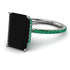 Hidden Halo Emerald Cut Black Diamond Engagement Ring - Melodi No. 24