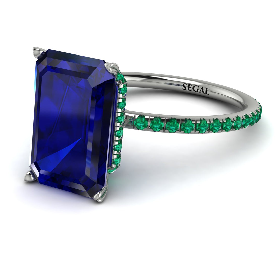 Hidden Halo Emerald Cut Sapphire Engagement Ring - Melodi No. 30