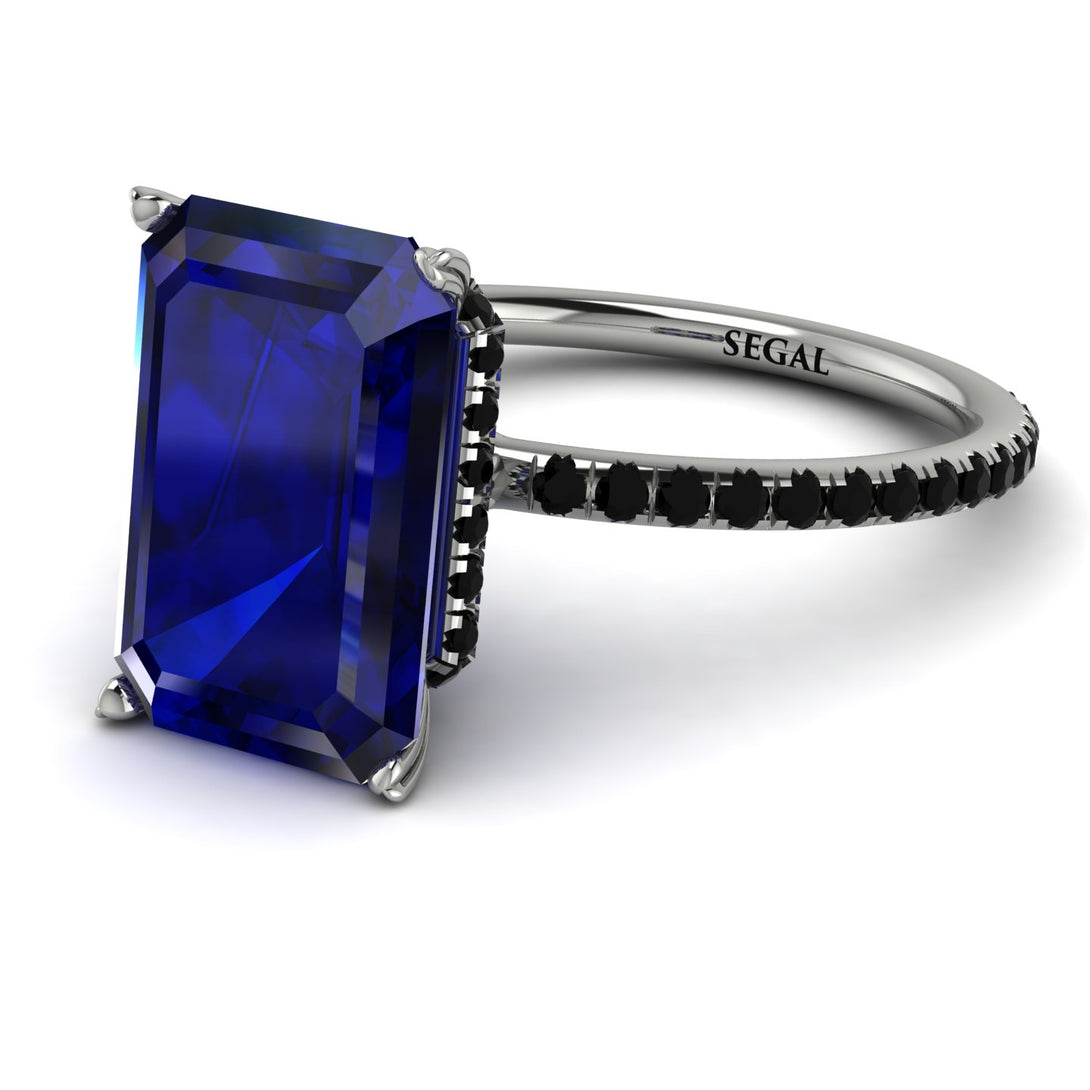 Hidden Halo Emerald Cut Sapphire Engagement Ring - Melodi No. 45
