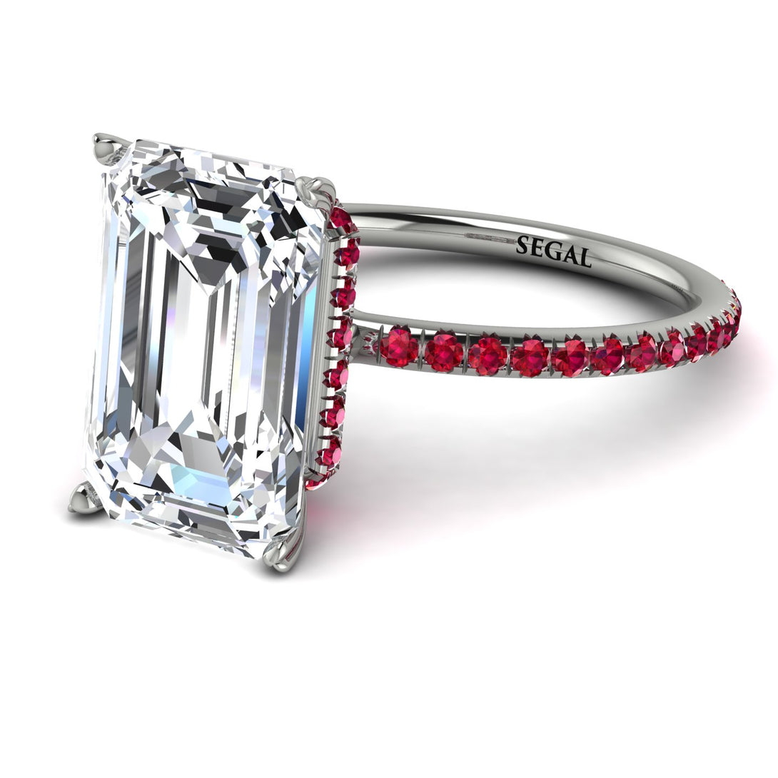 Hidden Halo Emerald Cut Diamond Engagement Ring - Melodi No. 48