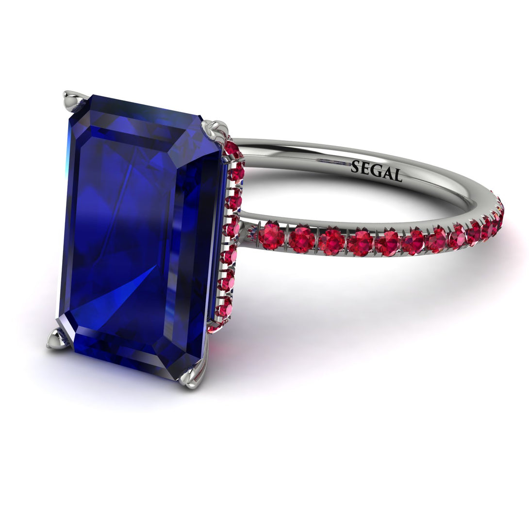 Hidden Halo Emerald Cut Sapphire Engagement Ring - Melodi No. 60