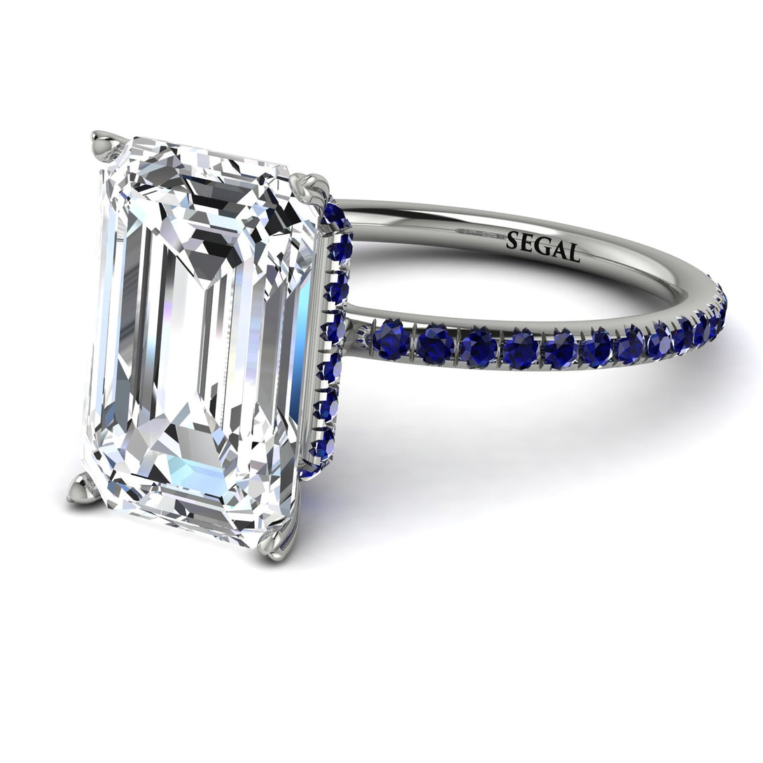 Hidden Halo Emerald Cut Diamond Engagement Ring - Melodi No. 63