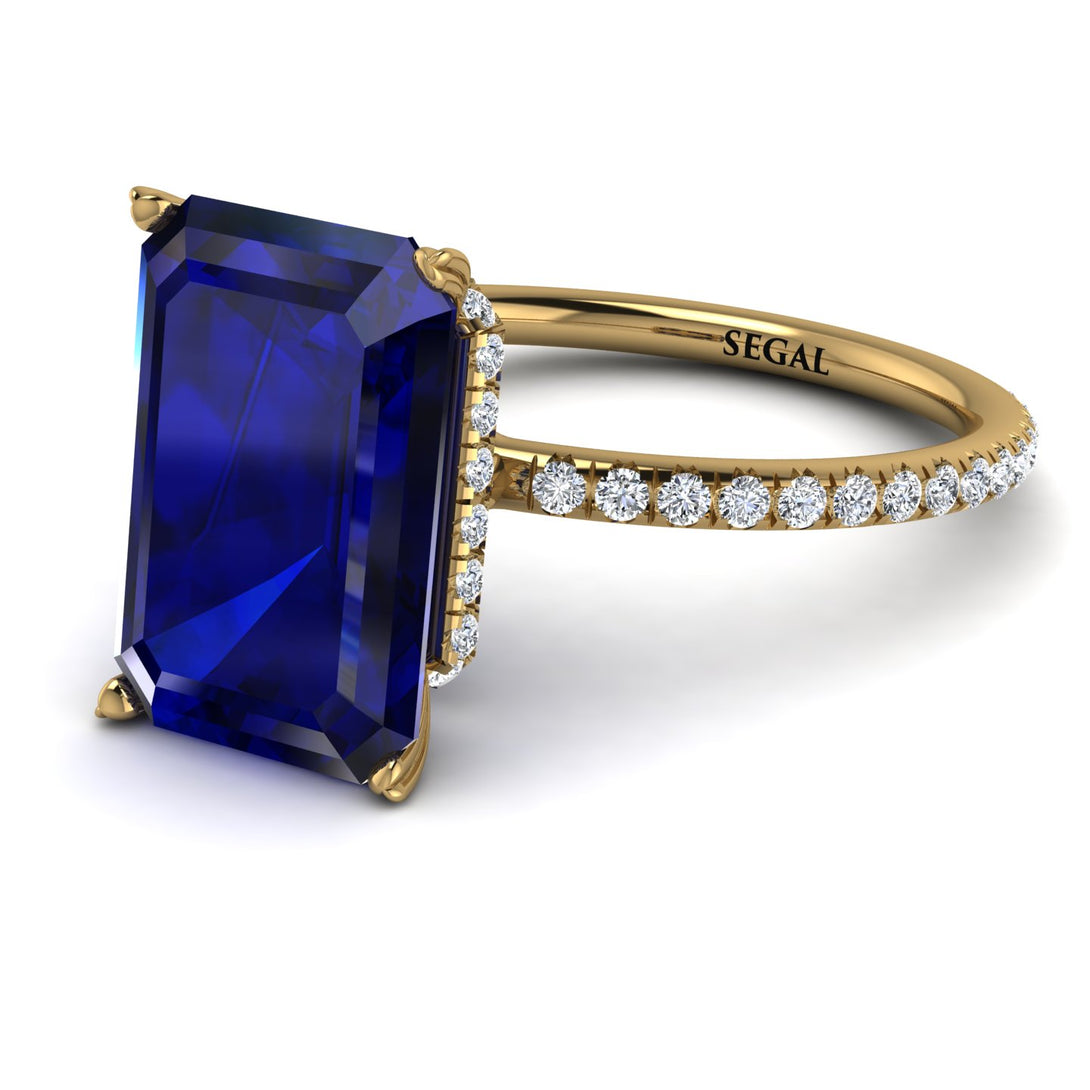 Hidden Halo Emerald Cut Sapphire Engagement Ring - Melodi No. 13