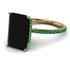 Hidden Halo Emerald Cut Black Diamond Engagement Ring - Melodi No. 22