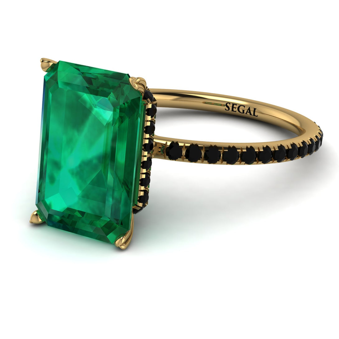 Hidden Halo Emerald Cut Emerald Engagement Ring - Melodi No. 34