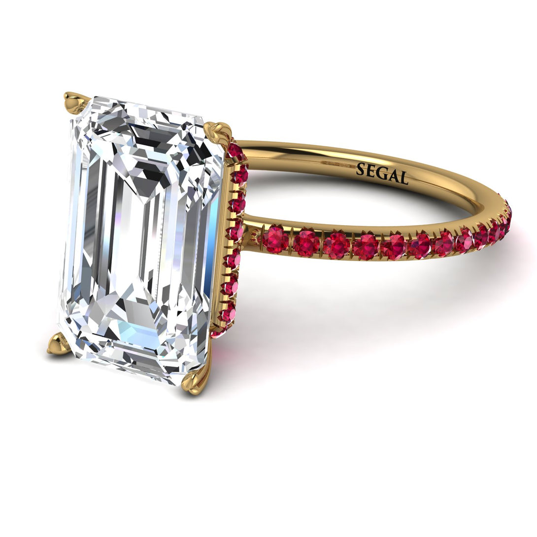 Hidden Halo Emerald Cut Diamond Engagement Ring - Melodi No. 46
