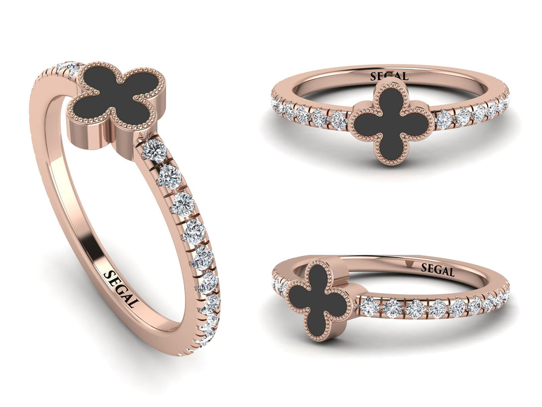 Elegant Enamel Clover Diamond Ring - Clover No. 2