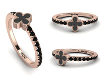 Elegant Enamel Clover Black Diamond Ring - Clover No. 8 image 1