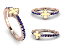 Elegant Enamel Clover Sapphire Ring - Clover No. 14 image 1