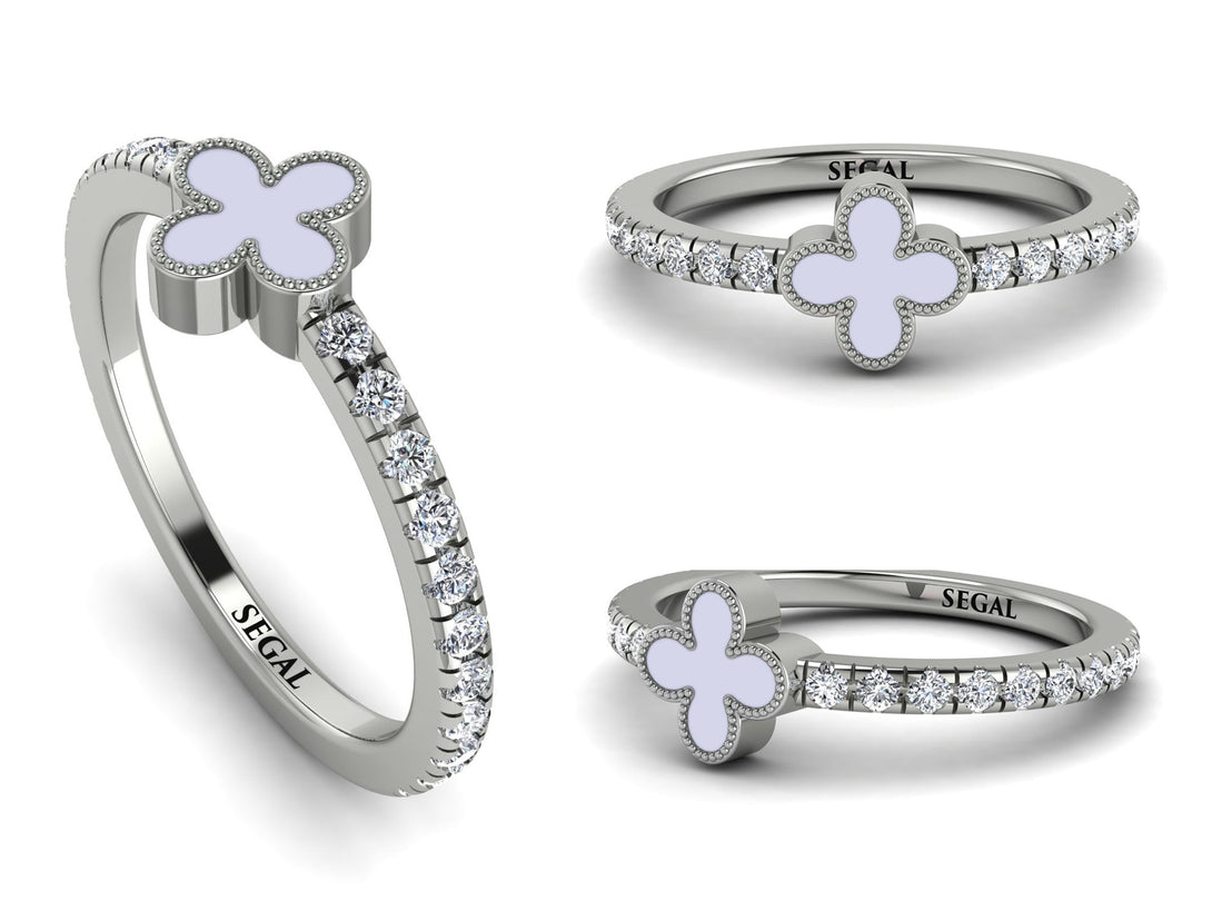 Elegant Enamel Clover Diamond Ring - Clover No. 3