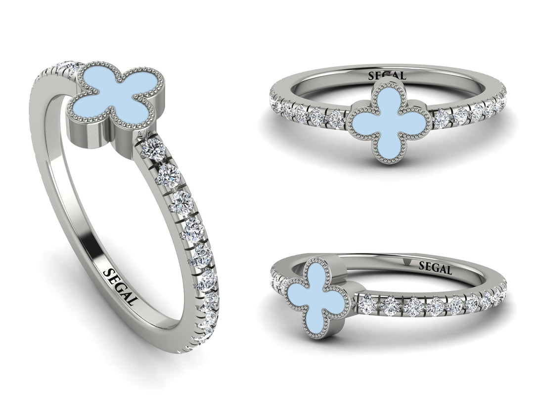 Elegant Enamel Clover Diamond Ring - Clover No. 3