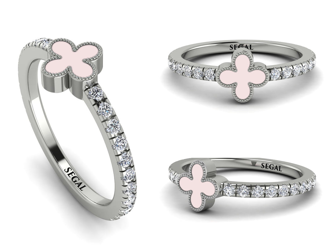 Elegant Enamel Clover Diamond Ring - Clover No. 3
