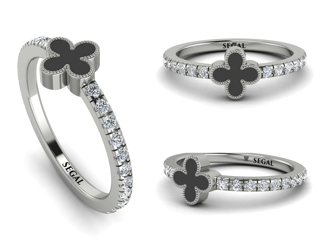 Elegant Enamel Clover Diamond Ring - Clover No. 3